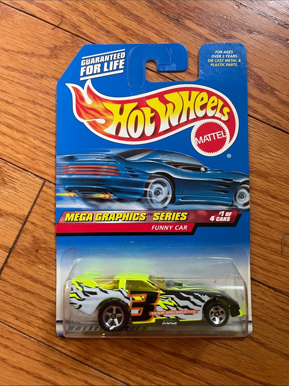 Hot Wheels Mega Graphics Funny Car - Neon Yellow & White Zebra